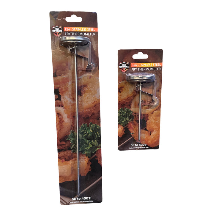Stainless Steel Deep Fryer Thermometers - 12 inch and 5 inch - HP Cookers