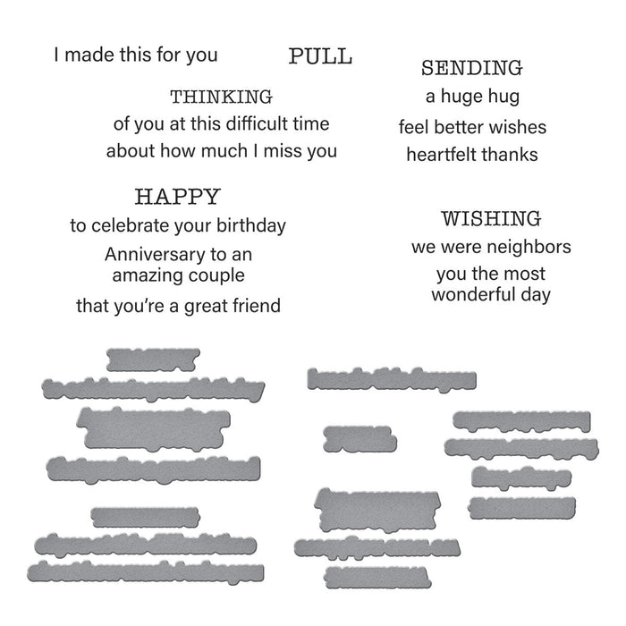 Tabbed In & Out Sentiments Clear Stamp & Die Set by Wendy Vecchi