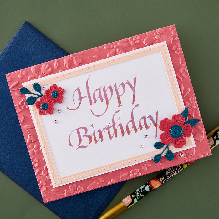 Upright Italic Happy Birthday Press + Foil Plate by Paul Antonio