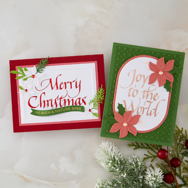 Upright Italic Happy Holidays Press + Foil Plate by Paul Antonio