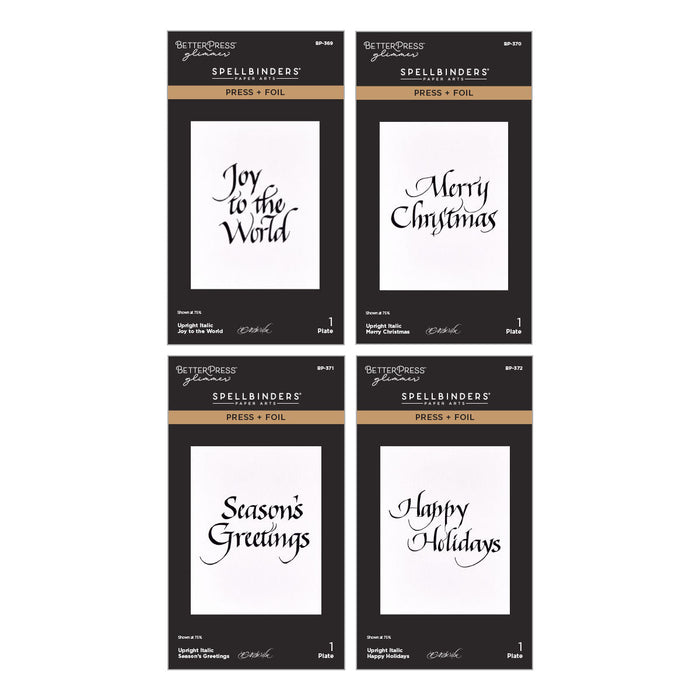 Upright Italic Holiday Sentiments Press + Foil Bundle by Paul Antonio