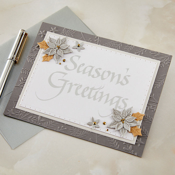 Upright Italic Season's Greetings Press + Foil Plate by Paul Antonio