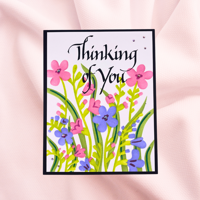 Upright Italic Thinking of You Press + Foil Plate by Paul Antonio