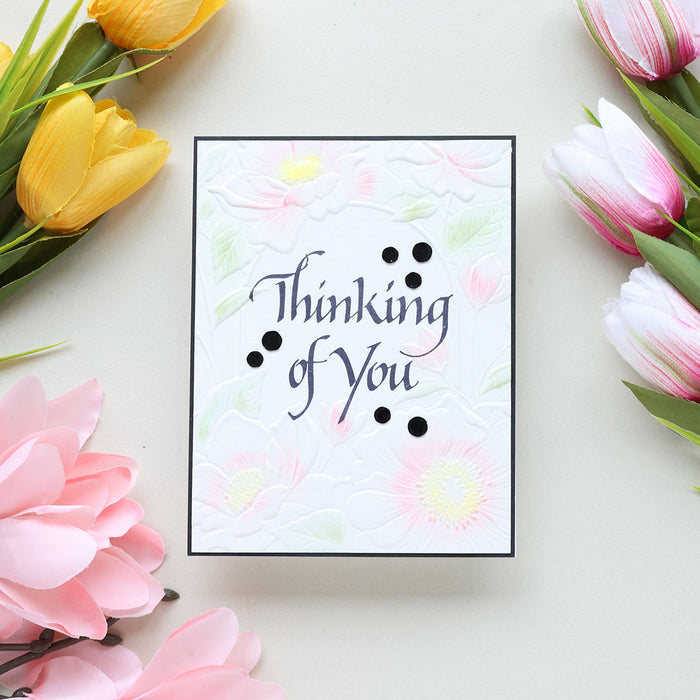 Upright Italic Thinking of You Press + Foil Plate by Paul Antonio