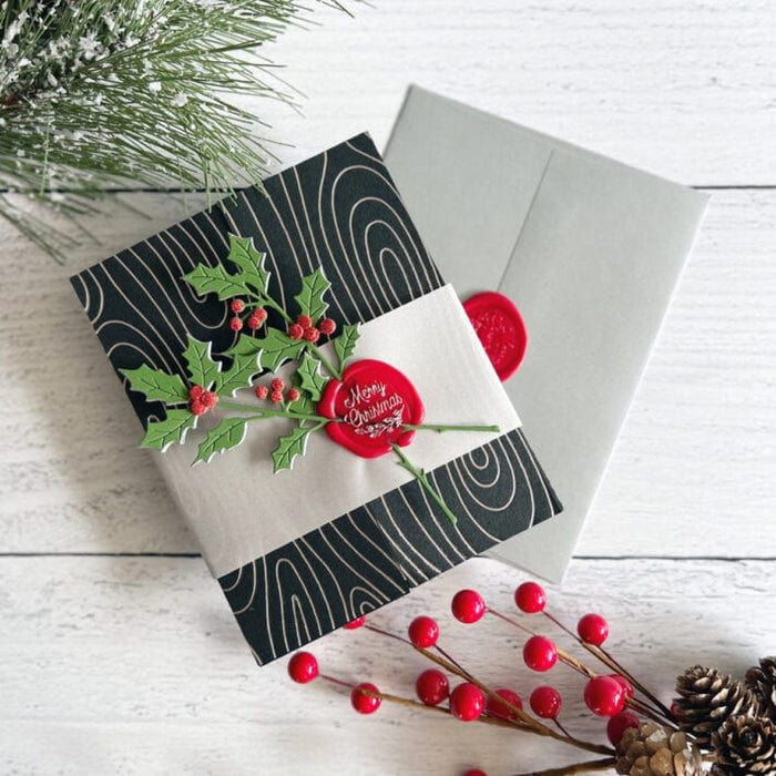 Woodgrain Background Glimmer Hot Foil Plate from Sealed for the Holidays Collection