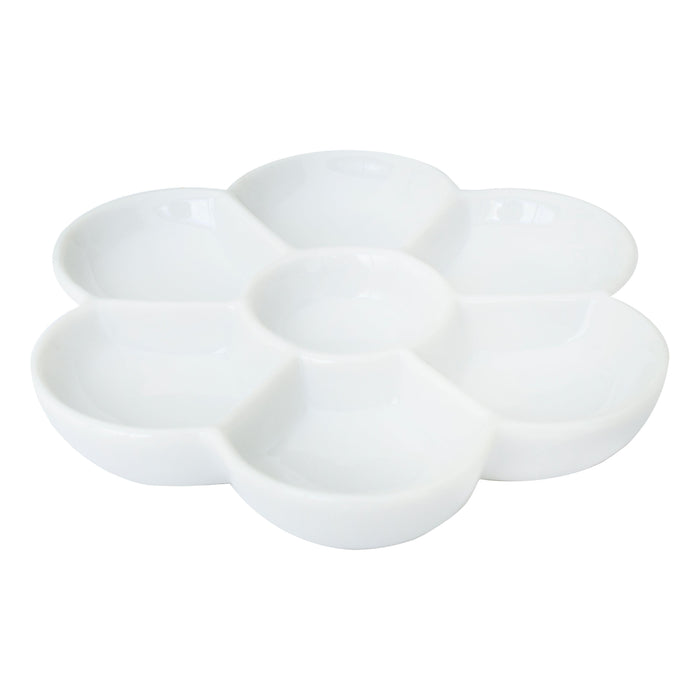Yasutomo 7 Section Flower Porcelain Dish front view