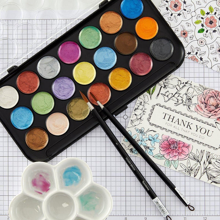 Yasutomo Niji Pearlescent 21 Color Watercolor Palette